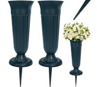 VGECEE 2 PZ Vasi per Cimitero, Vasi del Cimitero con Punte e Base, Vaso in Plastica per Tomba Decorazione per Tomba Staccabile Vaso Memorial Portafiori per Cimitero per Tombe/Lapidi Decorazione