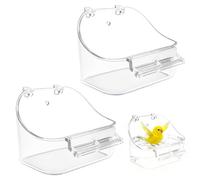 VGECEE 2 Vasca da Bagno per Uccelli Sospesa, Bagno Uccelli in plastica Vasca Bagno Uccelli Mangiatoia Multifunzionale Trasparente Sospesa Vaschetta per Uccelli con Gancio per Fringuelli/Pappagalli