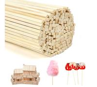VGECEE 200 bastoncini di zucchero filato, 30 cm x 4 mm, rettangolari, bastoncini di bambù quadrati, bastoncini di legno, per fai da te, lavori di legno, modellismo, decorazioni