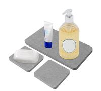 VGECEE 3 Pz Vassoi per Diatomite Assorbenti d'Acqua, Tappetino Bagno Asciugatura Rapida Diatomite Vassoio in Pietra Assorbente Per Lavello Sottobicchieri in Terra di Diatomee,Grigio (8x8x1cm/16x8x1cm)