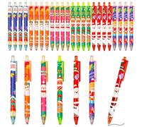 VGECEE 30 Pezzi Penne a Sfera Natalizie 0.5mm, Penne Natalizie per Bambini 6 Stili Penna a Inchiostro Nero Retrattile Penna Bomboniere Set per Festa di Natale Bambini per Natale Regali Riempitivi