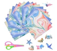VGECEE 400 Fogli Carta Origami con 1 Forbici, 9.5cm x 9.5cm, Carta Pieghevole Doppia Faccia Carti Colorata Fatta a Mano CartiOrigami con Gradiente di Colore Origami per Bambini Fai Da Te