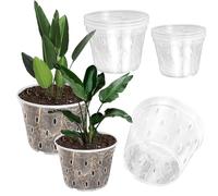 VGECEE 6 Pezzi Vaso per Orchidee Trasparente Vasi per Piante con Fori per Orchidee Piccoli Vaso Orchidee Plastica Vaso Fiori Plastica per Interni Esterni Giardino ed Balcone(11cm, 12,5cm)