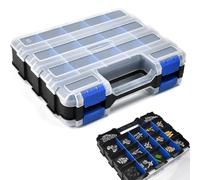 VGECEE Scatola Portaoggetti a doppio lato a 34 scomparti Scatola di assortimento su entrambi i lati Organizer Viti Attrezzi Plastica scatola con viti con divisorio rimovibile, 320 x 270 x 80 mm