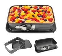 VGECEE Teglia apribile rettangolare, 28 x 18 cm, stampo rettangolare per torte con chiusura antiaderente, stampo quadrato in acciaio al carbonio, forma quadrata per torte di formaggio