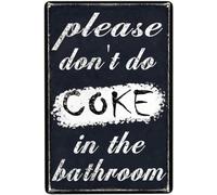 VGFKOSAD Targa in latta divertente con regole del bagno, accessori decorativi per il bagno, decorazione da parete umoristica per il bagno Please Don't Do Coca Cola in The Bath, in metallo vintage, per