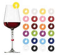 vgggrd 24 Pezzi Segnabicchieri Silicone,Segna Bicchieri Calici,Marcatori per Bicchieri da Vino Riutilizzabili Marcatori,Per Varie Tazze, Forniture per Decorazioni