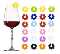 vgggrd 24 Pezzi Segnabicchieri Silicone,Segna Bicchieri Calici,Segnabicchieri Colorati,Riutilizzabili,Per Varie Tazze,Forniture per Decorazioni