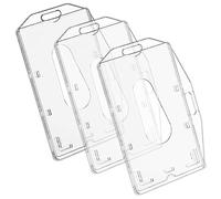 vgggrd 3 Pezzi Porta Badge,Portabadge Orizzontale Trasparente in Plastica Rigida,Porta Carte di Credito con Slot per Pollice Custodia per Proteggi,per Ufficio Scuola ID Carte Licenze Pass