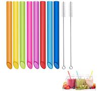 vgggrd 8 Pezzi Cannucce Riutilizzabili, Cannucce in Plastica, Colorate Cannucce Diritte con 2 Spazzole per Frullati Bubble Tea Bevande Calde e Fredde, 260 X 12 mm
