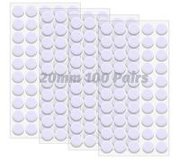 vgggrd Punti Autoadesivi con Gancio e Anello 20 mm,100 Paia Tondini Adesivi Tondo,Monete Appiccicoso,Bianco Fai Da Te Artigianato Puntini Rotondi,per Casa Scuola Ufficio