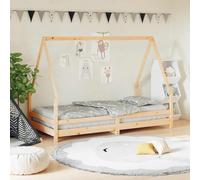 VGLQNRPT Lettino per bambini, 90 x 190 cm, in legno di pino massiccio | Look rustico, facile da salire e scendere, doghe in legno stabili