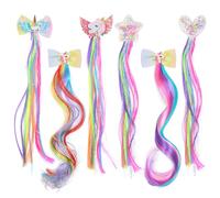 VGMANNTA 6PCS Extension Capelli Clip Accessori Capelli Bambina Ciocche Capelli per Trecce con Colori per Bambini, Parrucca Unicorno Bambina per Ragazze Partito Festival