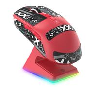 VGN GAMEPOWER ATTACK SHARK X6 SUPERLIGHT Mouse Gaming Wireless con Station di Carica, 49g Ultraleggero Mouse da Gioco G502, 26000DPI, PixArt PAW3395, 2.4G/Bluetooth/Cablato, Mouse Grip Tape, Rosso