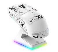 VGN GAMEPOWER ATTACK SHARK X6 SUPERLIGHT Mouse Gaming Wireless con Station di Carica, 49g Ultraleggero Mouse da Gioco G502, 26000DPI, PixArt PAW3395, 2.4G/Bluetooth/Cablato, Mouse Grip Tape, Bianco