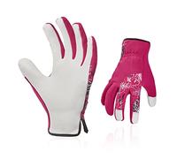 Vgo... 1 paio Guanti Lavoro Donna Giardinaggio in Pelle Caprina, Guanti Antispine per Giardino Agricoltura Seminazione, GA7444