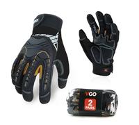 Vgo... 2 paia Guanti da Lavoro Uomo Resistenti, Guanti Antivibrazione Meccanico Antiurto in Pelle, Guanti Protettivi Sicurezza Pesante Rigger Heavy Duty per Decespugliatore Camionista Edilizia