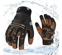 Vgo... Guanti da Lavoro Uomo Invernale Impermeabile da -20℃, Guanti Meccanico Anti-Vibrazione Termici per Lavoro Pesante Edilizia Camionista con Rivestimento Thinsulate-3M (L, marrone 1 paio)