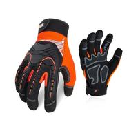 Vgo... Guanti da Lavoro Uomo Resistenti, Guanti Antivibrazione Meccanico Antiurto in Pelle, Guanti Protettivi Sicurezza Pesante Rigger Heavy Duty per Decespugliatore Camionista Edilizia, 1 paio