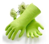 VGO Guanti da pulizia doppio strato, grado ristorante (-10°C a 100°C). TPE 3X più resistente, per alimenti, anti-grassi e chimici. Per cucine industriali e pulizie domestiche (TP1117,Lemon Verde,M)
