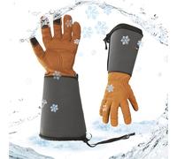 Vgo... Guanti Lunghi Invernali Impermeabile da Lavoro Giardinaggio in Pelle, Guanti Termici da Lavoro Touchscreen per Donna&Uomo