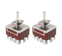 VGOL 2 Pezzi 4PDT 4P2T Interruttore A Levetta Con Aggancio 59,6x31,6x37,1 Mm ON-OFF-ON Terminali A Vite Interruttore A Roccia Utilizzato Per Controllare Piccoli Progetti Elettronici