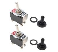 VGOL 2 Pezzi Interruttore A Levetta On/off Bipolare DPST 53,2x33,5mm 10A 125VAC 6A 250VAC Con Cappuccio Impermeabile In Metallo Interruttore A Bilanciere A 4 Pin Terminali Per Navi Automobilistiche