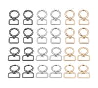 VGOL 24 Pezzi Di Fibbie A Molla In Metallo Con Anello A O 1 Pollice Moschettone Rotondo Girevole A Scatto Per Cinturini Per Borse 19x25x46 Mm (argento Oro Chiaro Nero Pistola)
