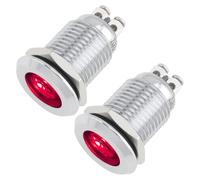 VGOL 2Pcs 12mm Rosso Piatto In Acciaio Inox Vite Piede Indicatore di Segnale 12-24V Per Luci Di Segnale In Veicoli Armadi di Controllo Altre Applicazioni