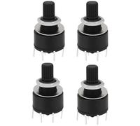 VGOL 4 Pezzi 16mm 2 Poli 4 Posizioni Interruttore Rotante Con Rondella E Dado In Plastica Asse Rotondo Interruttore A Fascia Lunghezza Maniglia 15mm Nero RS16