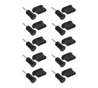 VGOL Set di 10 tappi antipolvere di tipo C e jack per auricolari da 3,5 mm in gomma per USB C, tappi antipolvere neri per tutti i dispositivi Android di tipo C