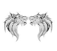 VGOL Un paio 3D Metallo Testa di Lupo Adesivi Auto Testa di Lupo Decalcomanie Emblema Badge Riflettente Moto Auto Decorazione Adesivi Parabrezza Decorazione Argento Luminoso