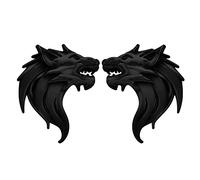 VGOL Un paio 3D metallo testa di lupo adesivi per auto testa di lupo decalcomanie emblema badge riflettente moto decorazione auto adesivi parabrezza decorazione nero