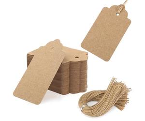 VGOODALL 150 etichette in carta kraft con cordini, piccole etichette per regali, etichette marroni, etichette da appendere per confezioni regalo, etichette per nome, vestiti, cartellini dei prezzi