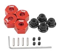 Vgoohobby Mozzi esagonali in metallo da 12 mm, adattatori con dadi di bloccaggio flangiati, compatibili con Traxxas 1/10 4WD Rustler Slash Stampede RC Car, sostituisce la parte 1654 (rosso)