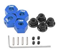 Vgoohobby Mozzi esagonali in metallo da 12 mm, adattatori con dadi di bloccaggio flangiati, compatibili con Traxxas 1/10 4WD Rustler Slash Stampede RC Car, sostituisce la parte 1654 (blu)