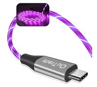 VGOSITE forOuTrade - Cavo USB tipo C, cavo da 3 A LED Light Up Fast Charge compatibile con Samsung Galaxy S20/S10/S9/S8 LG V40, USB-C a USB-A (viola, 1,8 m)