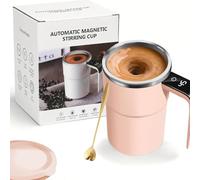 Vgpbphj SpinBrew Mug - Tazza da caffè magnetica auto-mescolante con display della temperatura, 2026, tazza magnetica automatica per mescolare, tazza ricaricabile per caffè, latte e altre bevande (rosa