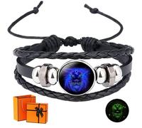 Vgpbphj Spirilet Zodiac Bracelet - Bracciale regolabile in pelle intrecciata costellazione per uomo e donna, serie Leo Taurus Lucky, Grande, Pelle, Nessuna pietra preziosa