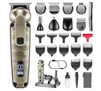 VGR 095 Regolabarba per Uomini, Set di Tagliacapelli e Regolatori Senza Fili 7 in 1 Impermeabili, Rasoio Elettrico con Lama a T Kit di Cura per Naso Corpo Orecchie Viso e Baffi, Regali per Uomini