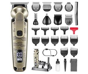 VGR 095 Regolabarba per Uomini, Set di Tagliacapelli e Regolatori Senza Fili 7 in 1 Impermeabili, Rasoio Elettrico con Lama a T Kit di Cura per Naso Corpo Orecchie Viso e Baffi, Regali per Uomini