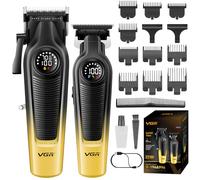 VGR 196 & 996 Tagliacapelli Uomo Professionale Set, Set Macchinetta per Capelli Professionale Senza Fili con Lame in Ceramica, Macchina Tagliacapelli Uomo con 10 Pettine Guida, Spie LED e Pettine
