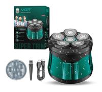 VGR 373 Rasoio per Testa Uomo, Rasoio per Calvi con Testina Flottante 6D, Blocco di Sicurezza da Viaggio, Ricarica USB, Display LED, Impermeabile IPX5 per Rasatura a Secco e Bagnato