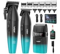 VGR 640 S3 Tagliacapelli Uomo Professionale, Elettrico Kit Barbiere, Macchinetta per Capelli Ricaricabile, 3 in 1 Cordless Tagliacapelli, Precision Trimmer Capelli e Rasoi Set con LED Display, Verde