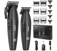 VGR 640 Tagliacapelli Professionale Per Uomo, Set Di Tagliacapelli E Trimmer Senza Fili, Zero Gap T-Blade, Lama In Ceramica DLC, Kit Barbiere Di Alta Qualità Con Display LED (Nero)