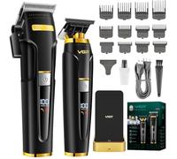 VGR 694 S2 Set di tagliacapelli professionale per uomini, senza fili, con stazione di ricarica magnetica, tagliacapelli da uomo e trimmer Kit con lame in ceramica e display LED, nero