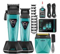 VGR 877S3 - Tagliacapelli da uomo, kit professionale per tagliare i capelli con display a LED e base di ricarica, tagliacapelli senza fili con motore turbo ad alta velocità da 9000 giri/min, set tutto