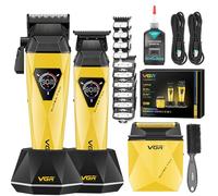 VGR 877S3 - Tagliacapelli da uomo, kit professionale per tagliare i capelli con display a LED e base di ricarica, tagliacapelli da barbiere senza fili con motore turbo ad alta velocità da 9000 giri