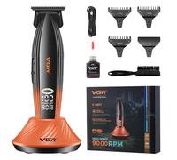 VGR 889 T Tagliacapelli Uomo Professionale di Precisione, Trimmer Uomo Senza Fili con Base di Ricarica, Macchinetta per Capelli di Precisione con Funzione Turbo, Display LED e Ricarica USB, Arancione
