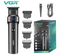 VGR Rasoio 987 BLACK per barba da uomo, kit per la cura del viso con lame in ceramica, elettrico, ricaricabile tramite USB-C, batteria da 400 minuti.